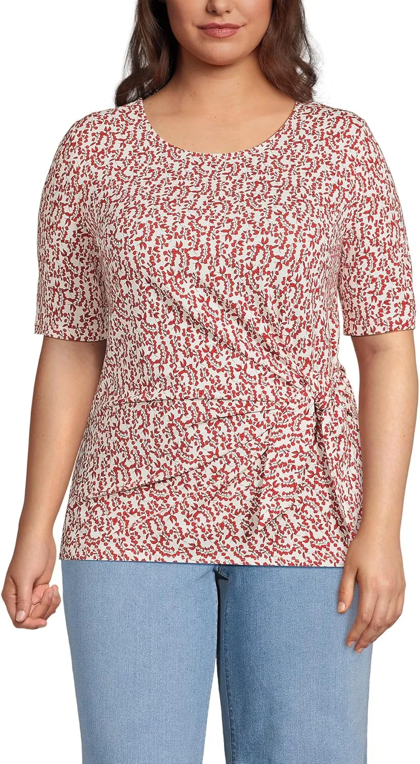 Lands' End Women's Lightweight Jersey Tie Front Top