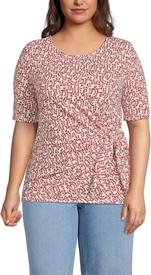 Lands' End Women's Lightweight Jersey Tie Front Top