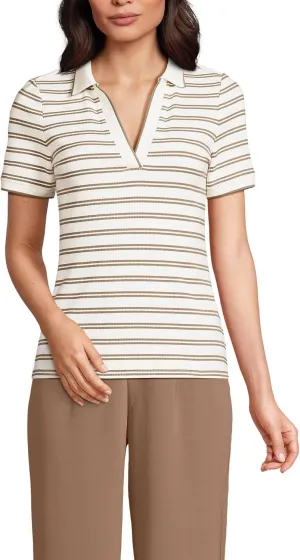 Lands' End Women's Short Sleeve Wide Rib Polo