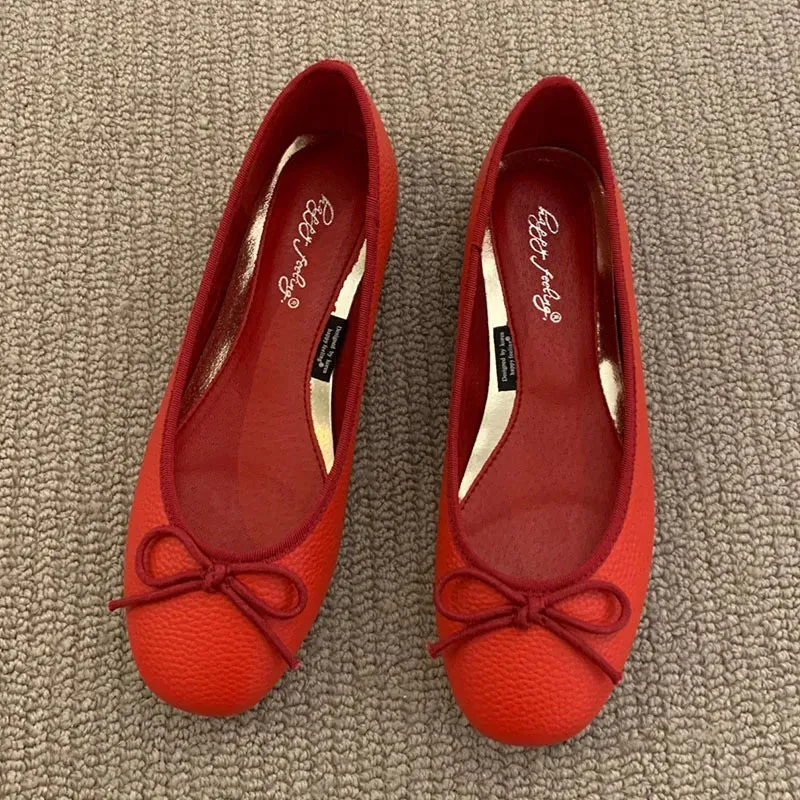 LBSFY  -  Women Flats Ballet Shoes Square Toe Moccasins Thick Heel Flat Ballerina Shallow Shoes Casual Outdoor Slip On Flat 35-40