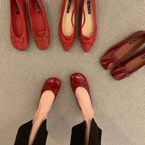 LBSFY  -  Women Flats Ballet Shoes Square Toe Moccasins Thick Heel Flat Ballerina Shallow Shoes Casual Outdoor Slip On Flat 35-40