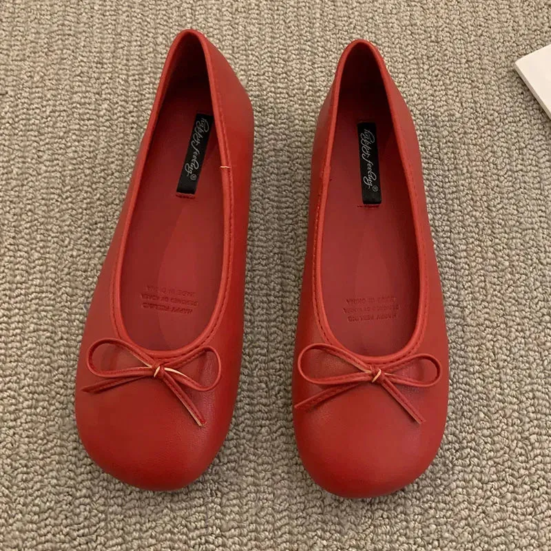 LBSFY  -  Women Flats Ballet Shoes Square Toe Moccasins Thick Heel Flat Ballerina Shallow Shoes Casual Outdoor Slip On Flat 35-40