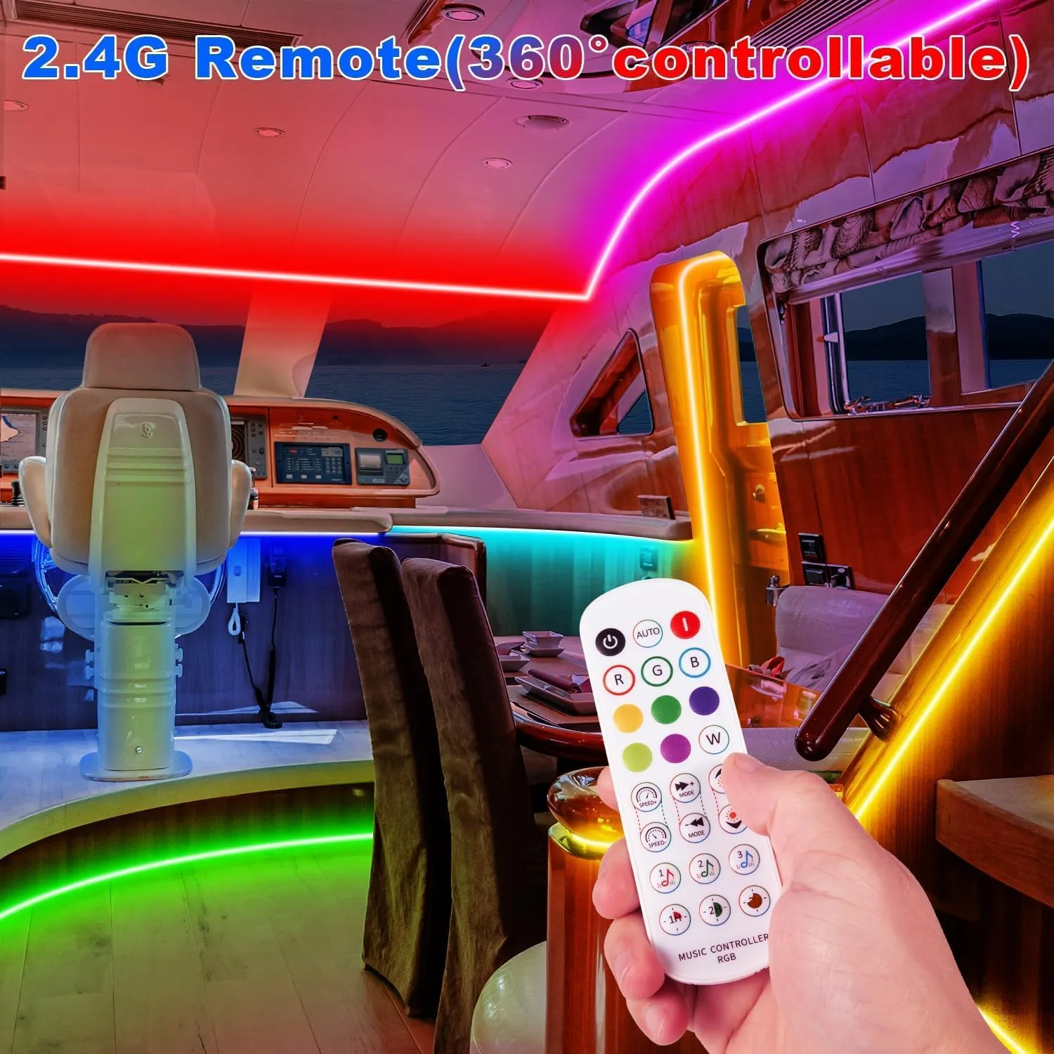 LED Boat Lights Waterproof 65.6FT, 12v RGB Marine Pontoon Boat Light Strip with App & Remote Control, IP67 Waterproof Marine Light Strip for Interior & Exterior, Yacht, Kayak, Cabin