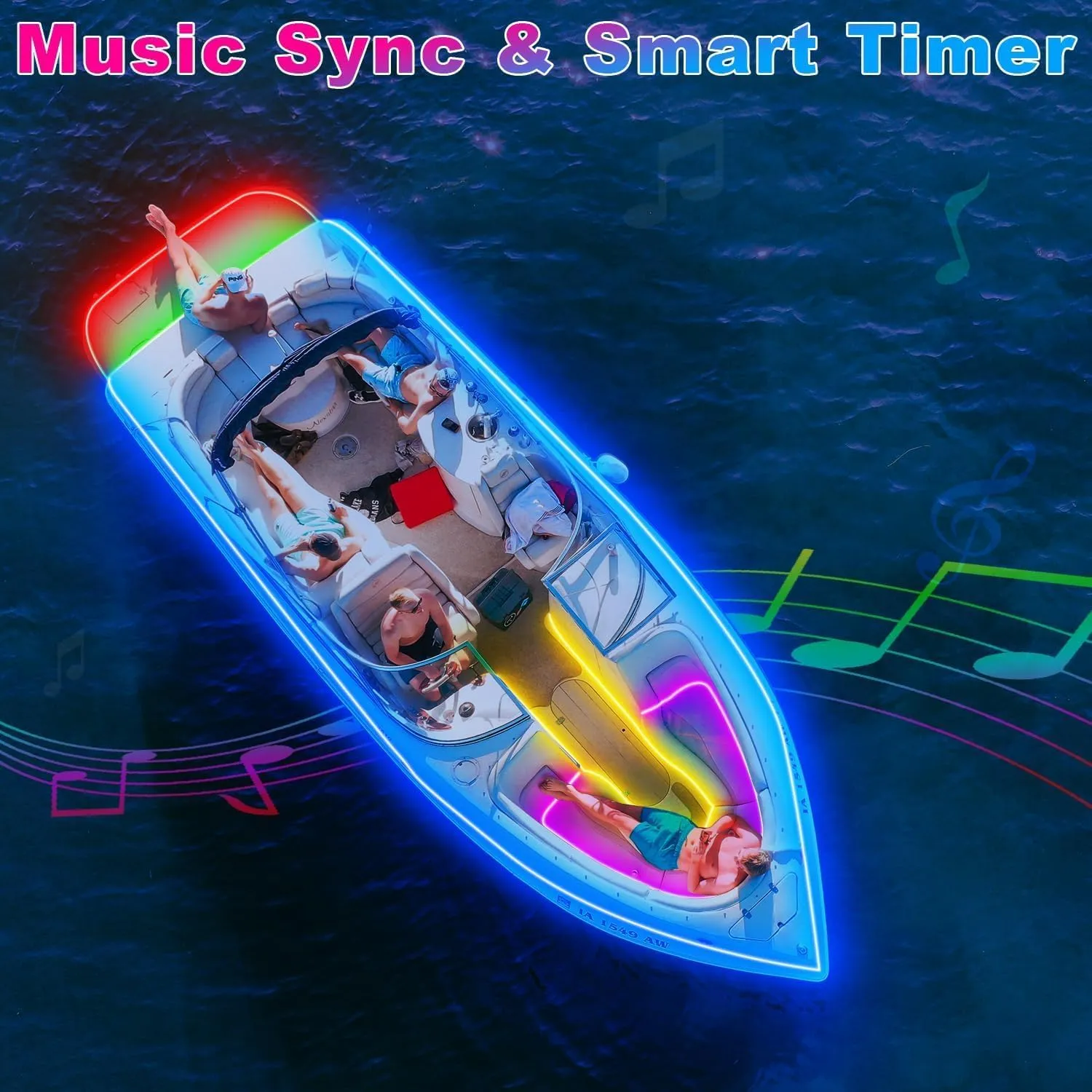 LED Boat Lights Waterproof 65.6FT, 12v RGB Marine Pontoon Boat Light Strip with App & Remote Control, IP67 Waterproof Marine Light Strip for Interior & Exterior, Yacht, Kayak, Cabin