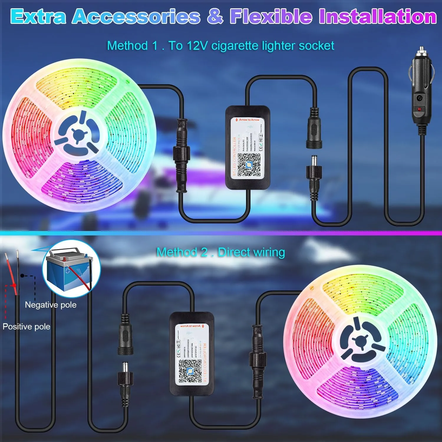 LED Boat Lights Waterproof 65.6FT, 12v RGB Marine Pontoon Boat Light Strip with App & Remote Control, IP67 Waterproof Marine Light Strip for Interior & Exterior, Yacht, Kayak, Cabin