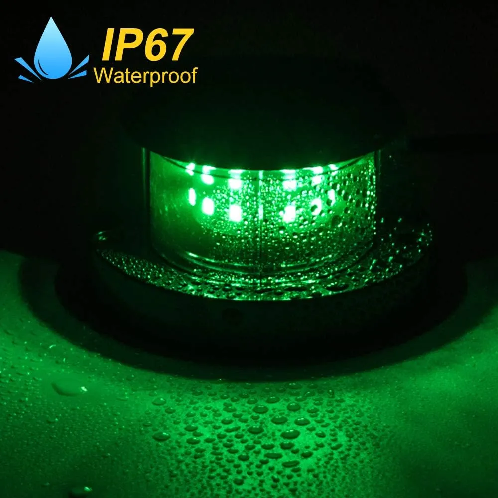 LED Boat Navigation Light Red and Green LED Marine Navigation Light Boat Bow Light for Pontoon and Small Boat (Black New Version)