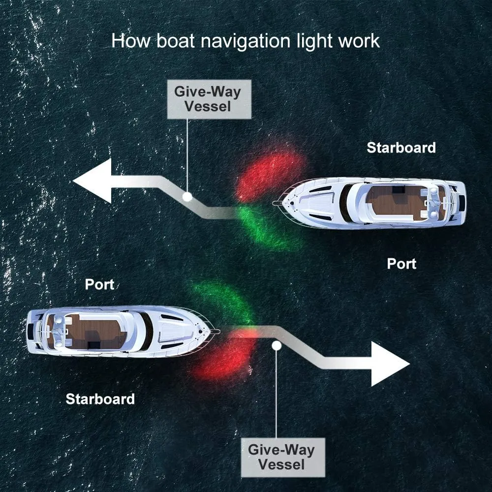 LED Boat Navigation Light Red and Green LED Marine Navigation Light Boat Bow Light for Pontoon and Small Boat (Black New Version)