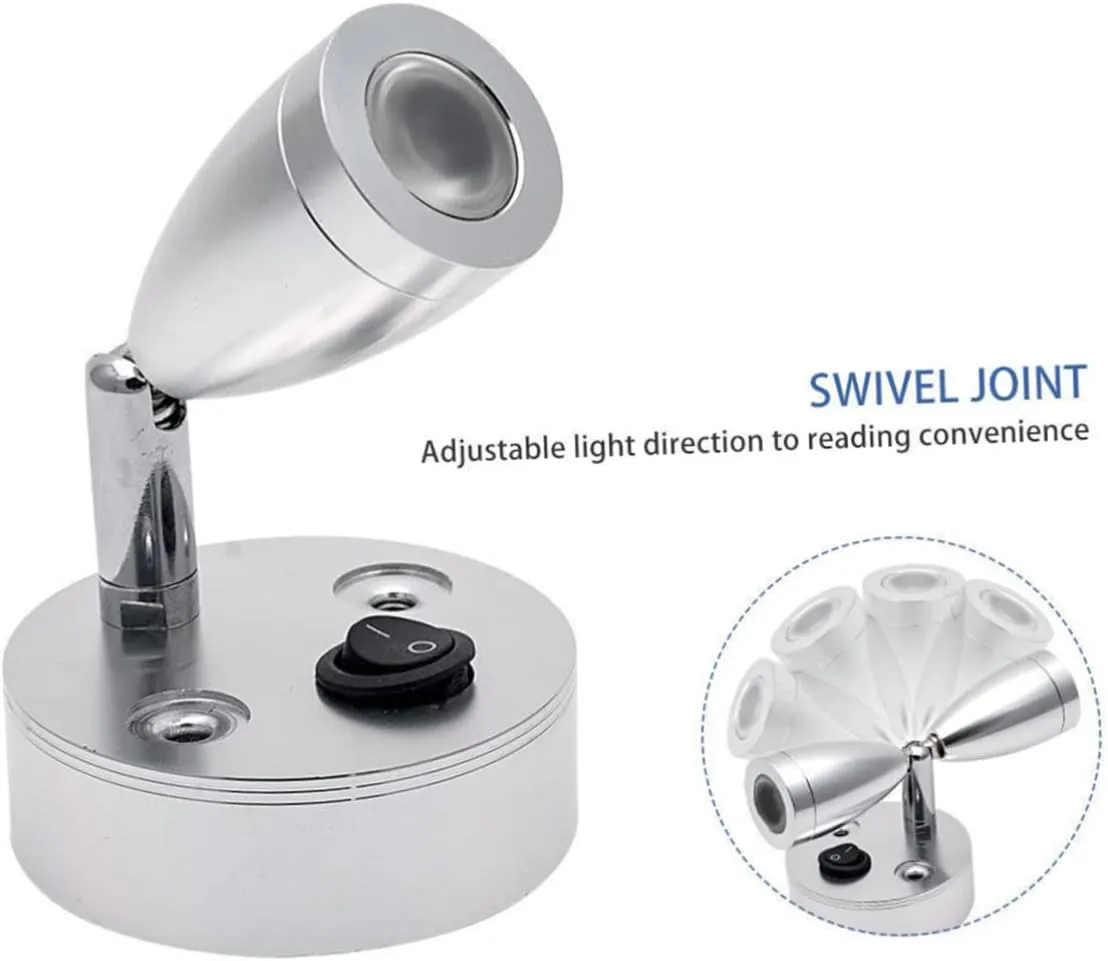 Led Boat Reading Light 3000k Warm Light for 3w 12v Brushed Nickel Lampshade