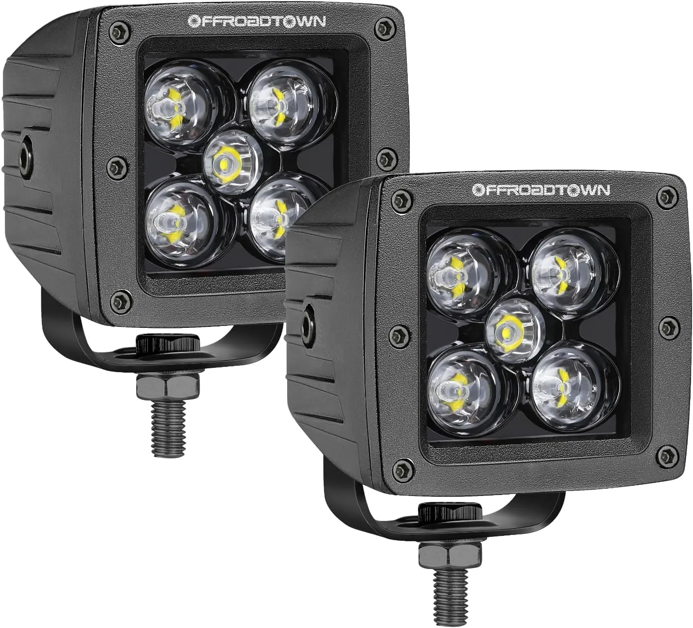 LED Cubes, OFFROADTOWN 2PCS 3 Inch 100W CREE LED Pods Spot Beam Driving Lights Led Cube Lights Off Road Light Fog Light Reverse Lighting Ditch Lighting for Trucks UTV SUV Off Road Boat