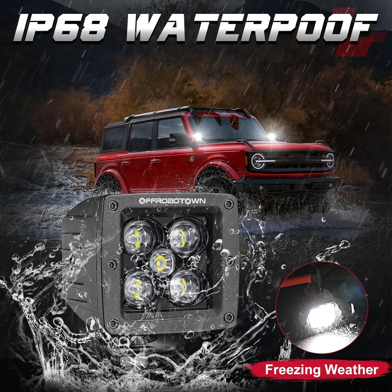 LED Cubes, OFFROADTOWN 2PCS 3 Inch 100W CREE LED Pods Spot Beam Driving Lights Led Cube Lights Off Road Light Fog Light Reverse Lighting Ditch Lighting for Trucks UTV SUV Off Road Boat