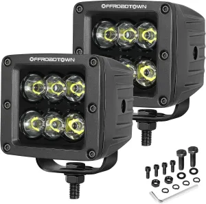 LED Cubes, OFFROADTOWN 3inch 120W CREE LED Pods Driving Lights Cubes Ditch Light Off Road Lights Spot Reverse Light for Truck Pickup UTV ATV SUV Boat 4x4 Car