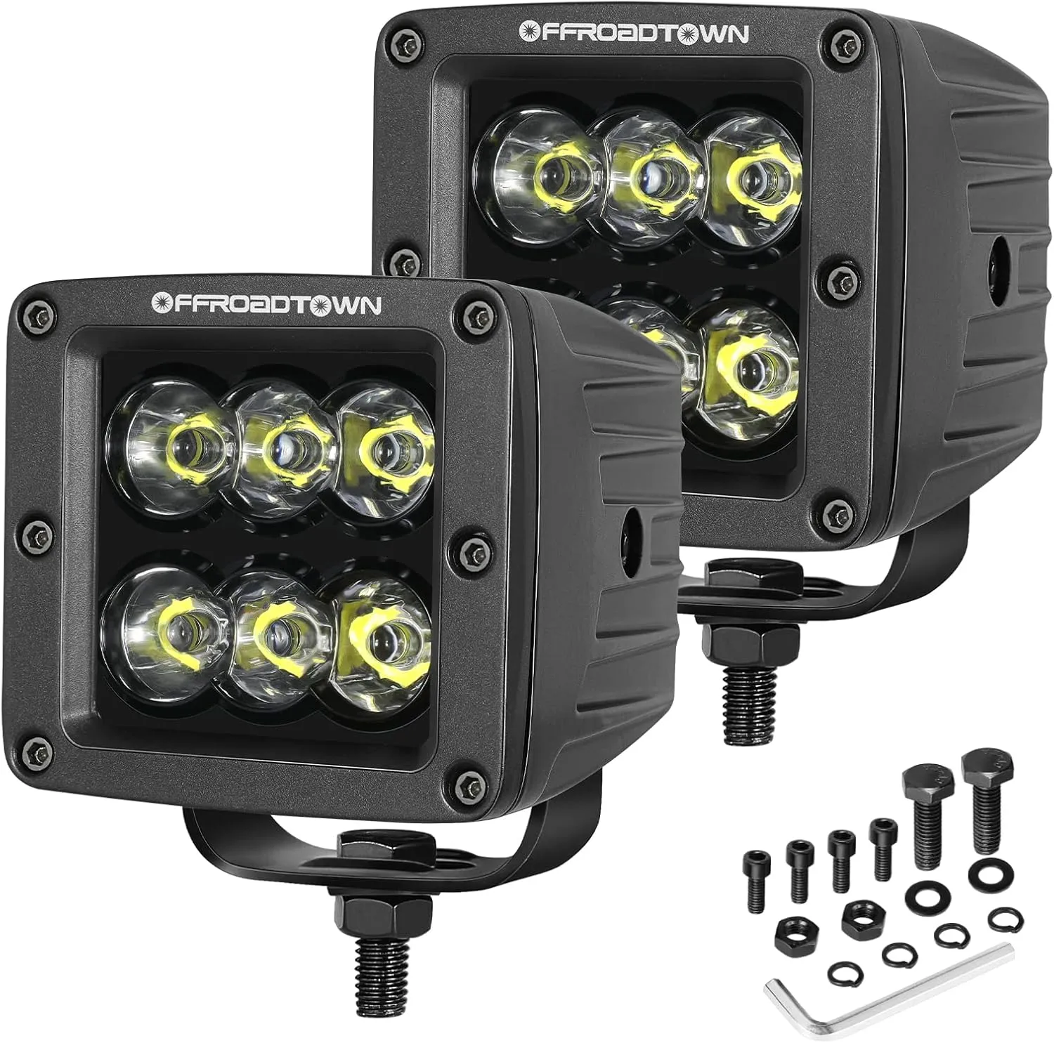 LED Cubes, OFFROADTOWN 3inch 120W CREE LED Pods Driving Lights Cubes Ditch Light Off Road Lights Spot Reverse Light for Truck Pickup UTV ATV SUV Boat 4x4 Car