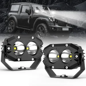 Led Light Pods, 4Inch 90W LED Driving Offroad Light Flood Beam 9000LM Super Bright Boat Lights Led Work Light Waterproof for SUV UTV ATV Truck Tractor Jeep Motorcycle - 2Pack