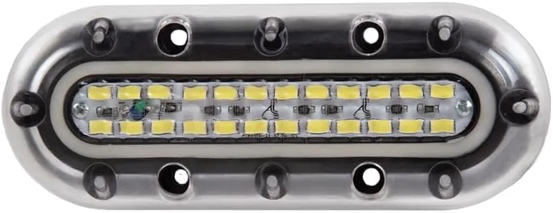 LED Underwater Boat Lights, 12W 12V (Blue, Green, White LED Colour Options), Surface Mount for Boats, Yachts, Cruise Ships, Sailboat, Pontoon, Transom (White)
