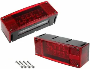 Left Right/over 12 LED super diodes for each light/AUTO 2PCS 12V LED Submersible Low Profile Rectangular Trailer Lights, Tail Stop Turn Running Lights Kit, Sealed for Boat Truck Marine