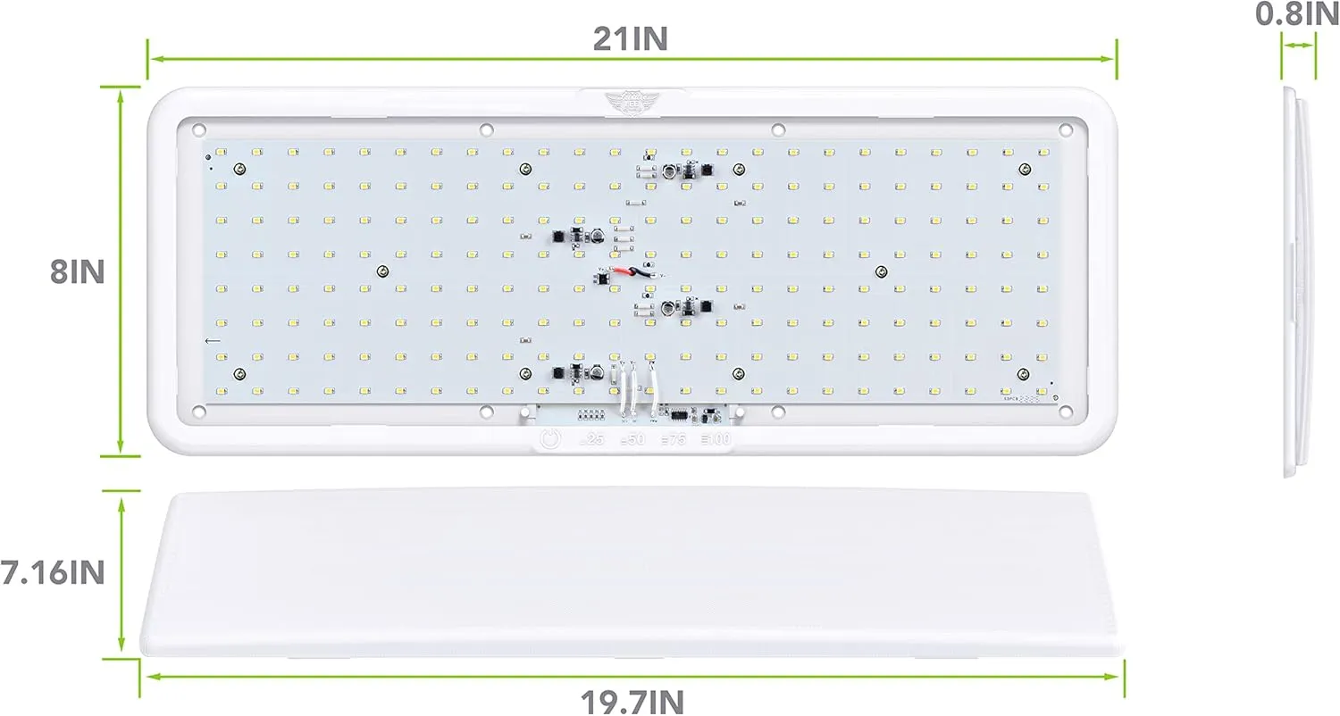 Leisure LED RV LED Ceiling Light 21" x 8" Fixture 2000 Lumen with Touch Dimmer Switch Interior Lighting for Car/RV/Trailer/Camper/Boat DC 12V Natural White 4000-4500K (1 Pack)
