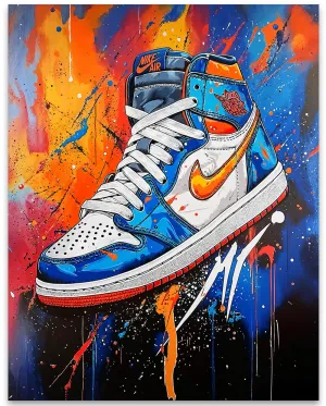 Limitless Jordan Colorful Vibrant Sneaker 28x36 Unframed Print - Basketball Shoes Art, Sneaker Wall Art, Streetwear & Hypebeast Decor for Living Room, Game Room, Bedroom, Locker Room, Mancave, Gym