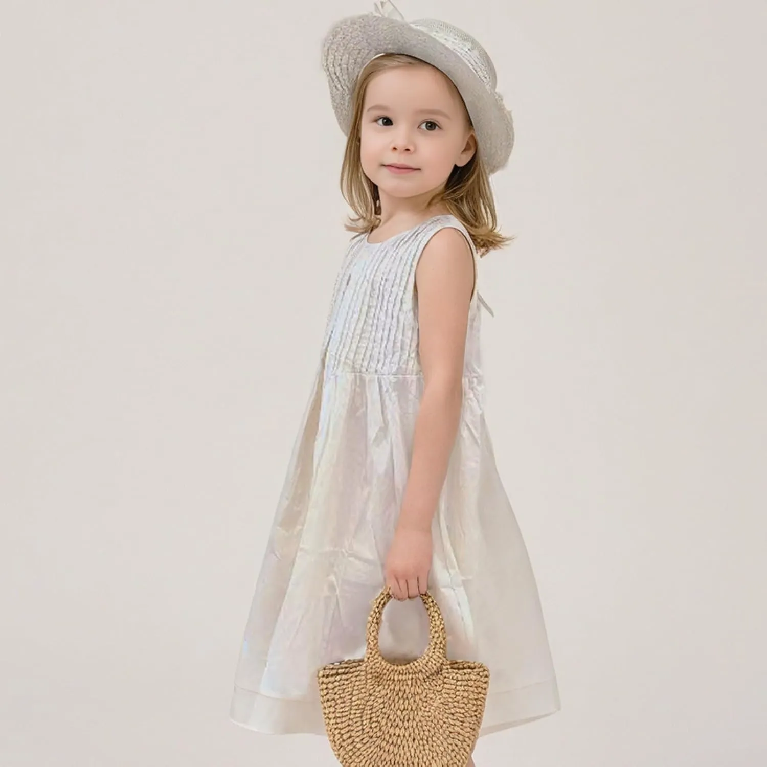 Little Bitty Toddler Girls Dresses Cotton Sleeveless Casual Strawberry Print Summer Sundress for Kids Size 2-7T