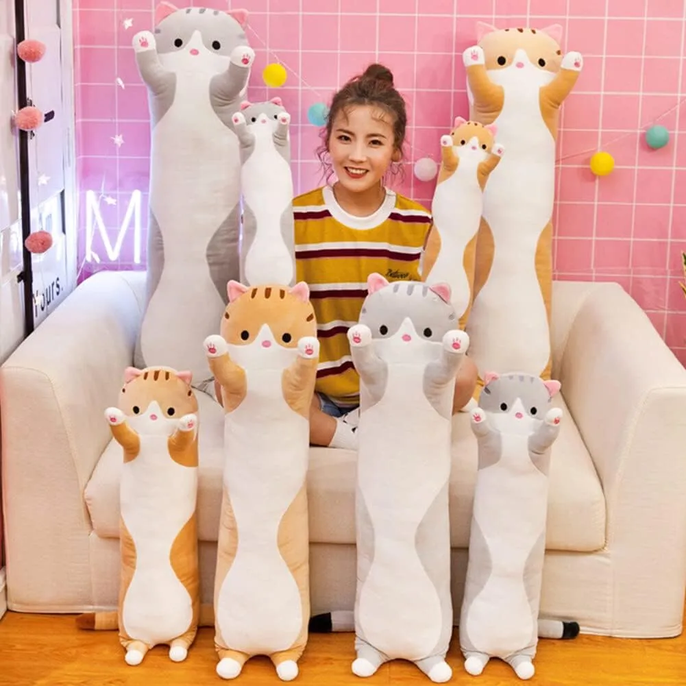 Long Cat Plush Pillow - 43.3 inch Cute Cat Plush Long Body Pillow Stuffed Animal Gift
