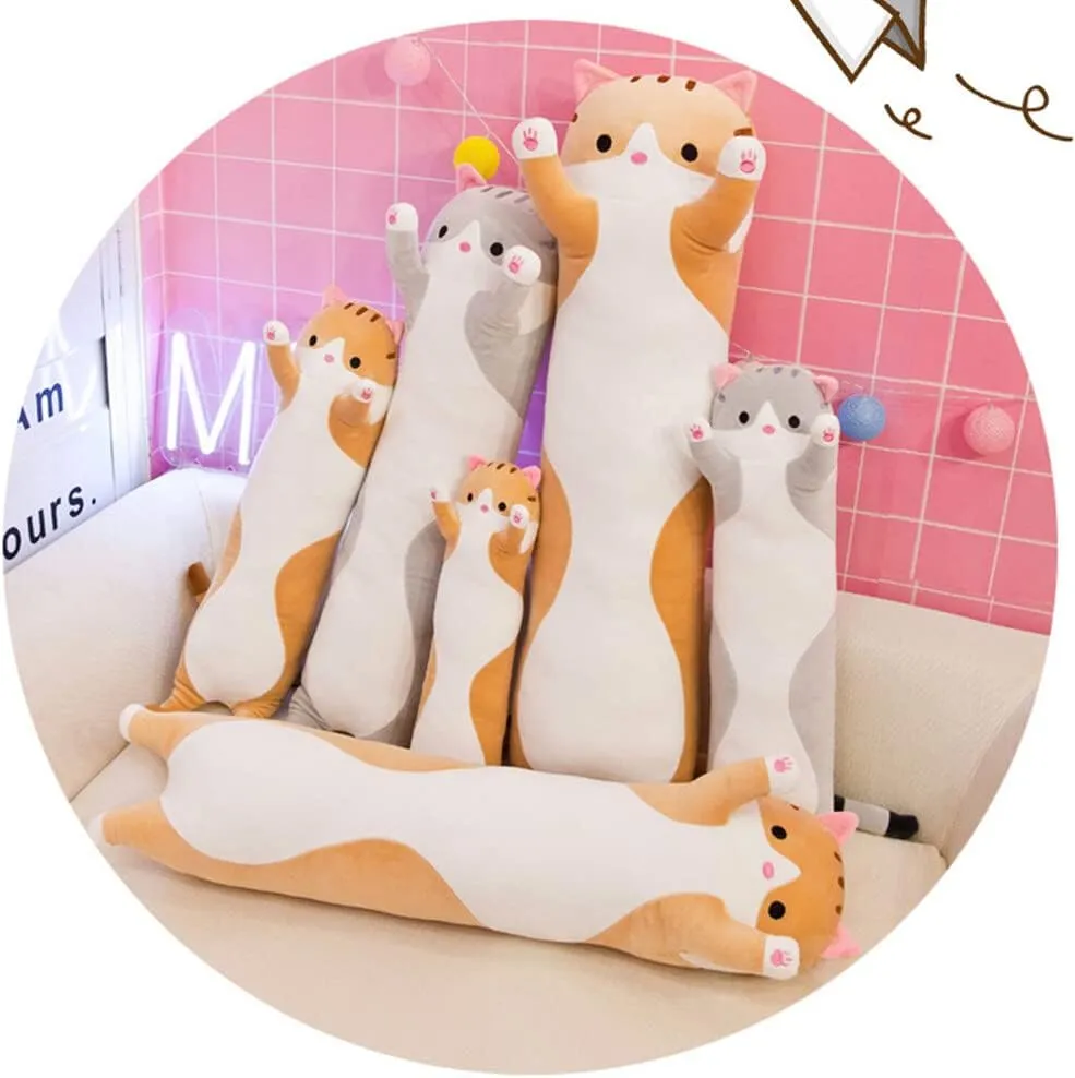 Long Cat Plush Pillow - 43.3 inch Cute Cat Plush Long Body Pillow Stuffed Animal Gift