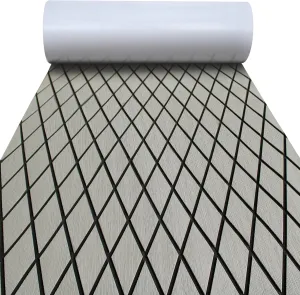 LUBEMIDA EVA Boat Flooring Carpet with Cross Groove Marine Teak decking Sheet for Yacht,74.8"×27.5" Self Adhesive