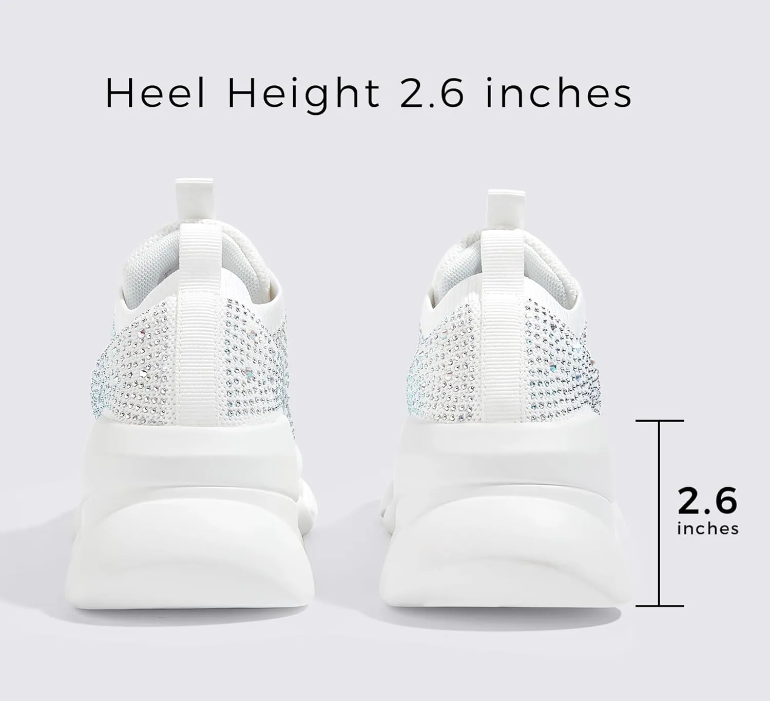 LUCKY STEP Women's Chunky Rhinestone Sneaker Sparkly Bling Bedazzled Mesh Slip on Elastic Sock Glitter Shiny Rave Walking Shoes