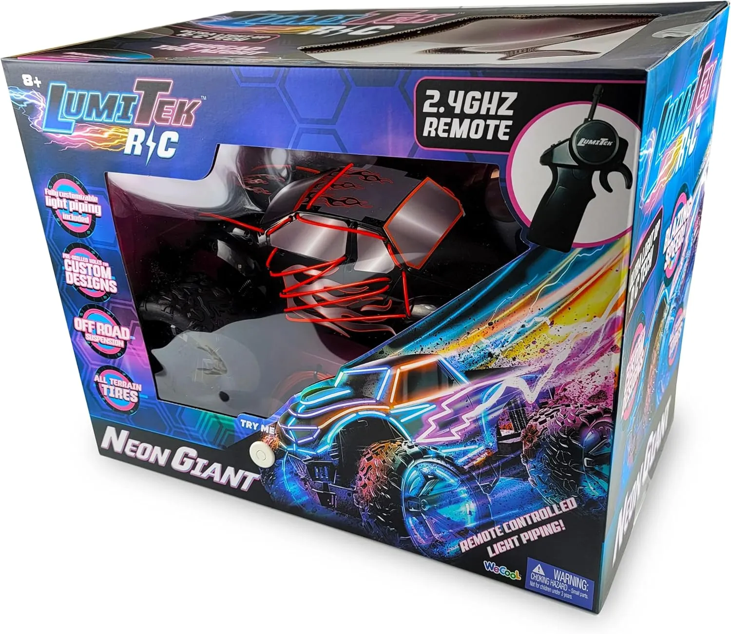 LumiTek R/C - Neon Giant Truck - Customizable LED Car - 2.4GHz 1:10 Scale Remote Control
