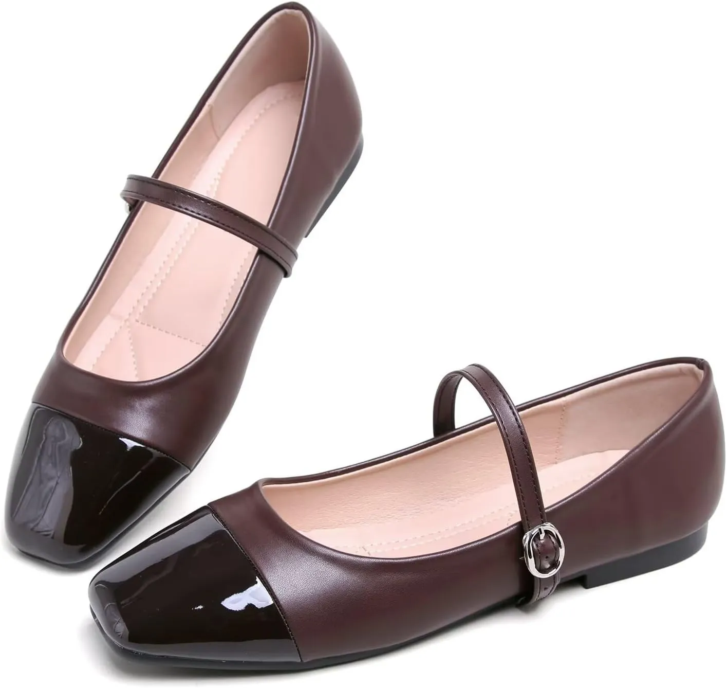 LUXINYU Women's Slip on Flats,Classy Round Toe Solid Classic Mary Jane Ballet Dance Shoes Soft Comfortable PU Flat Shoes