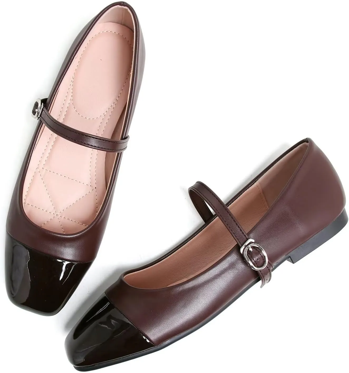 LUXINYU Women's Slip on Flats,Classy Round Toe Solid Classic Mary Jane Ballet Dance Shoes Soft Comfortable PU Flat Shoes