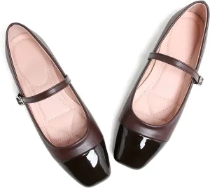 LUXINYU Women's Slip on Flats,Classy Round Toe Solid Classic Mary Jane Ballet Dance Shoes Soft Comfortable PU Flat Shoes
