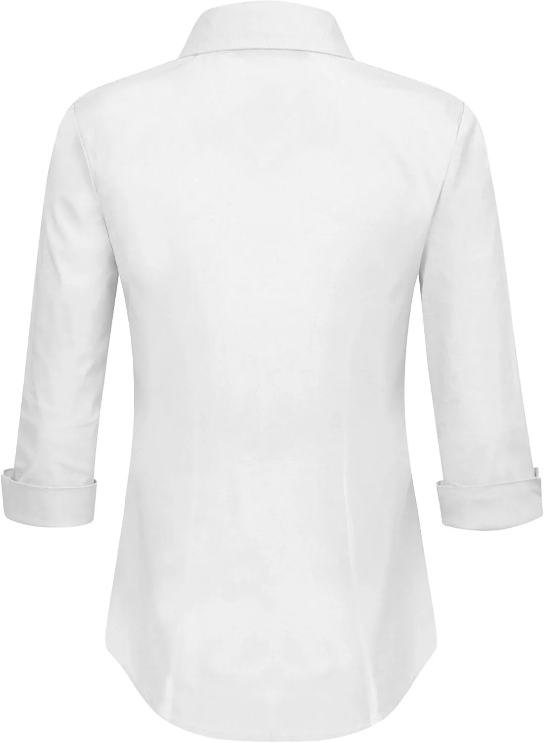 Made By Johnny MBJ Women's Solide 3/4 Sleeve Stretchy Button Down Collared Office Formal Casua Blouse (S~3XL)