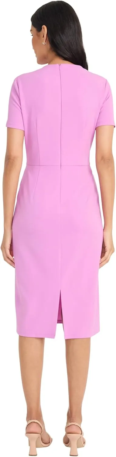 Maggy London Chic Asymmetric Crew Neck Short Sleeve Below The Knee Womens Dresses