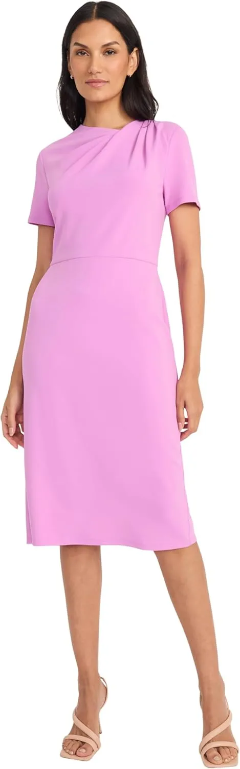 Maggy London Chic Asymmetric Crew Neck Short Sleeve Below The Knee Womens Dresses