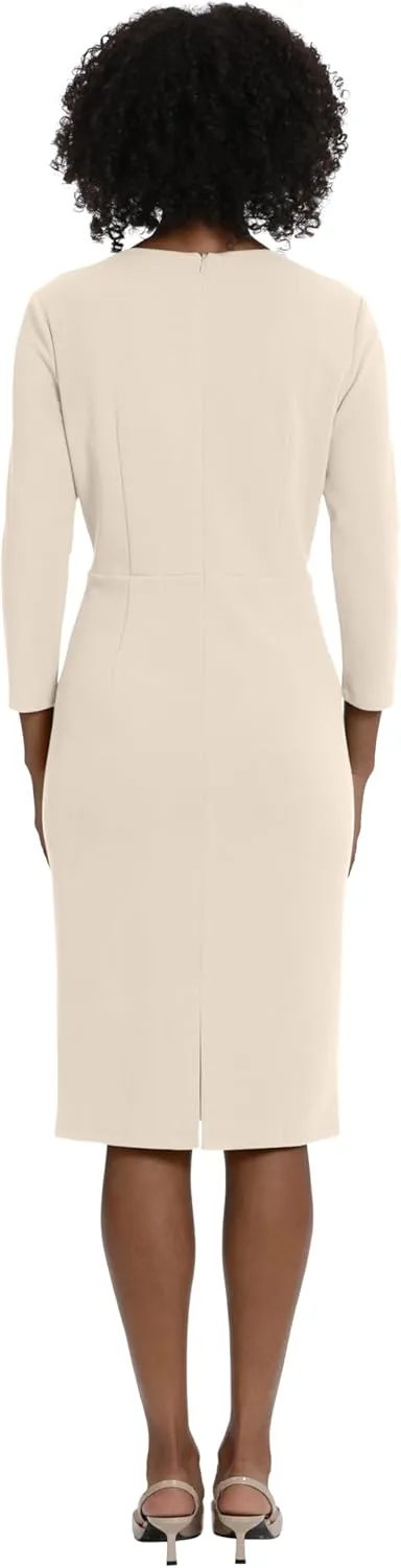 Maggy London Women's Plus Size Notched V-Neck Sophisticated Sheath Dress Event Office Workwear Guest of