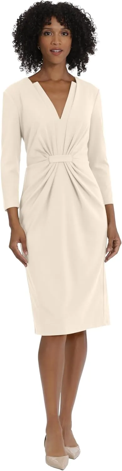 Maggy London Women's Plus Size Notched V-Neck Sophisticated Sheath Dress Event Office Workwear Guest of