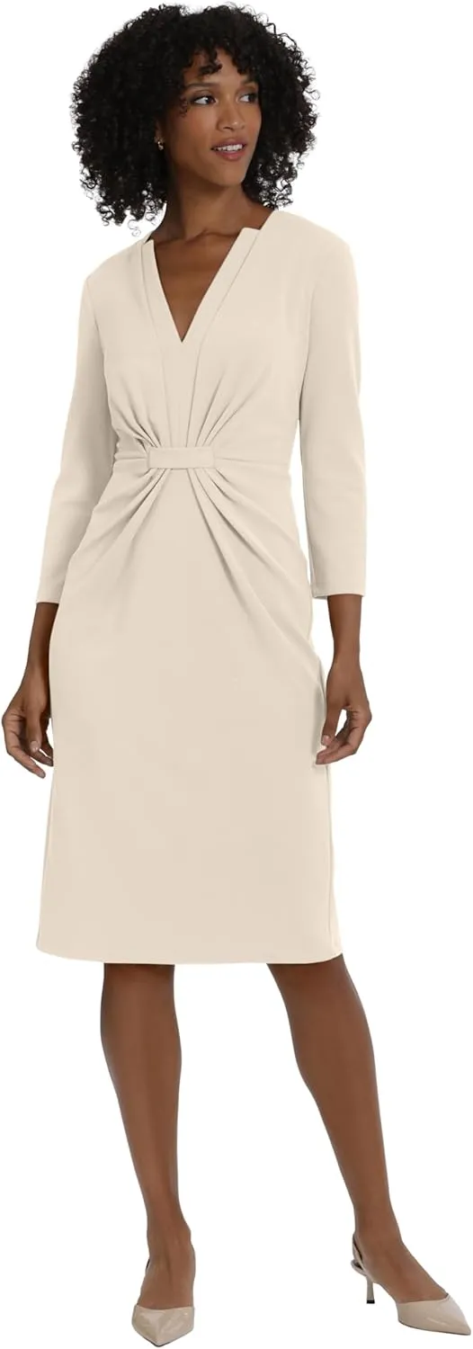 Maggy London Women's Plus Size Notched V-Neck Sophisticated Sheath Dress Event Office Workwear Guest of
