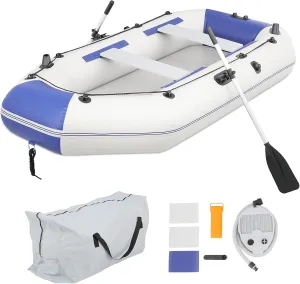 Magshion Inflatable Boat Set with Aluminum Oars, Mini Foot-Pump, Carry Bag and Repair Kit, Multi-Air Chambers Inflatable Rafts for Ponds, Lakes, Rivers
