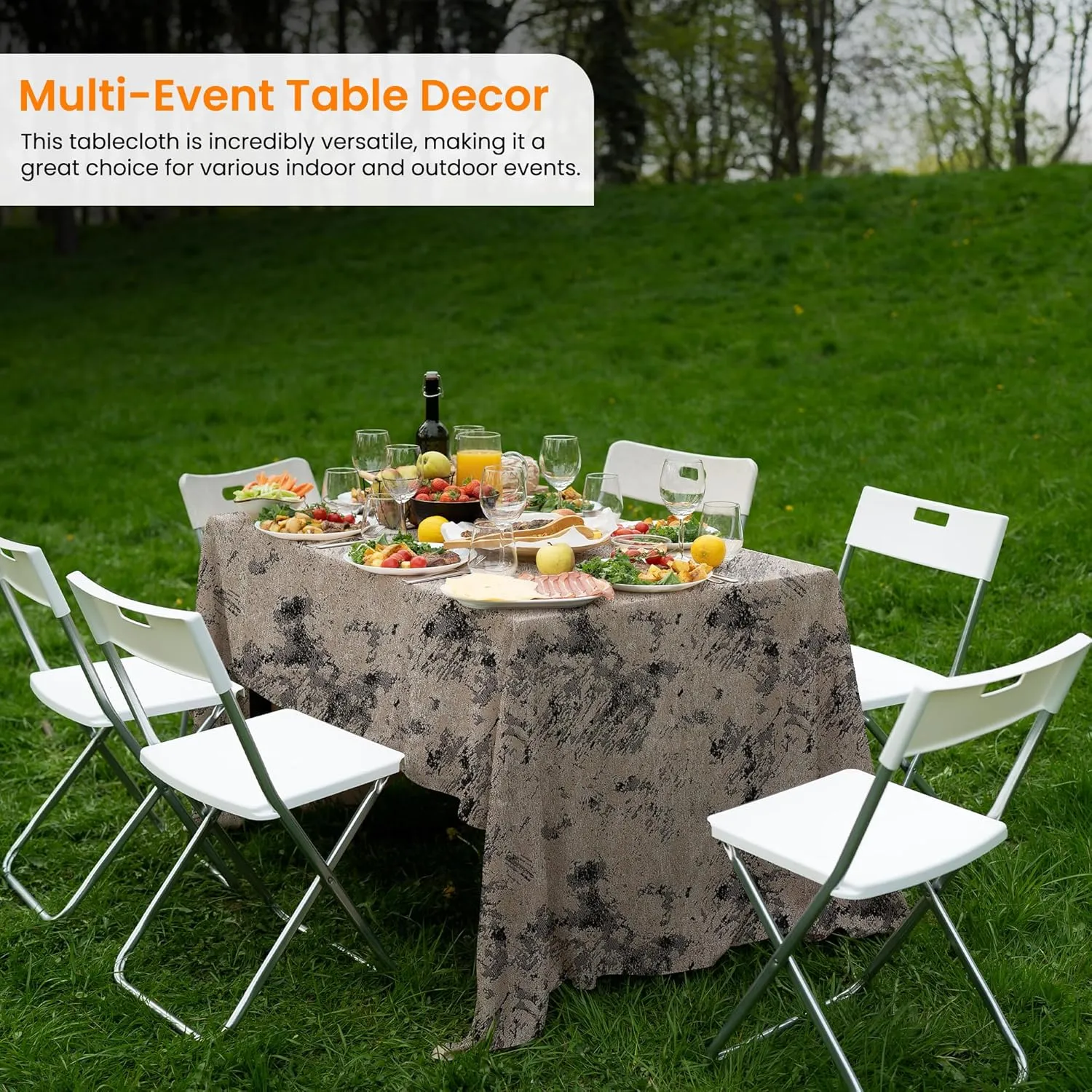 Majestic Giftware Jacquard Tablecloths for Rectangle Tables (TARNY-5472) | Aruba - Navy Elegance Design Dining Table Cover | Decorative Soft & Washable Tablecloth for Home, Kitchen & Dining (54X72)