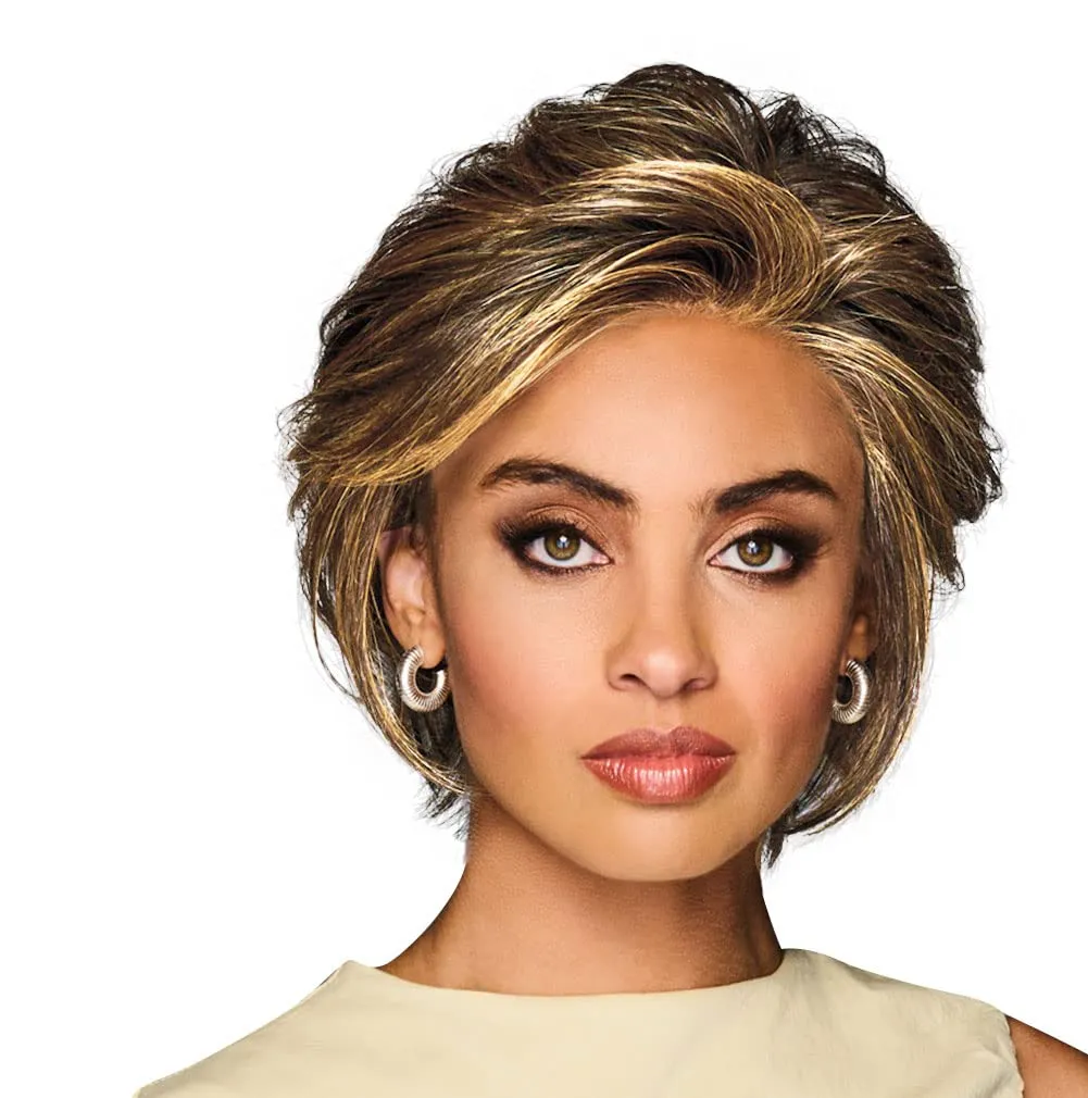MAKE A STATEMENT Layered Modern Chin-Length Bob Wig, Designer Series by Hairuwear, Average Cap Size, GF11-25SS Honey Pecan