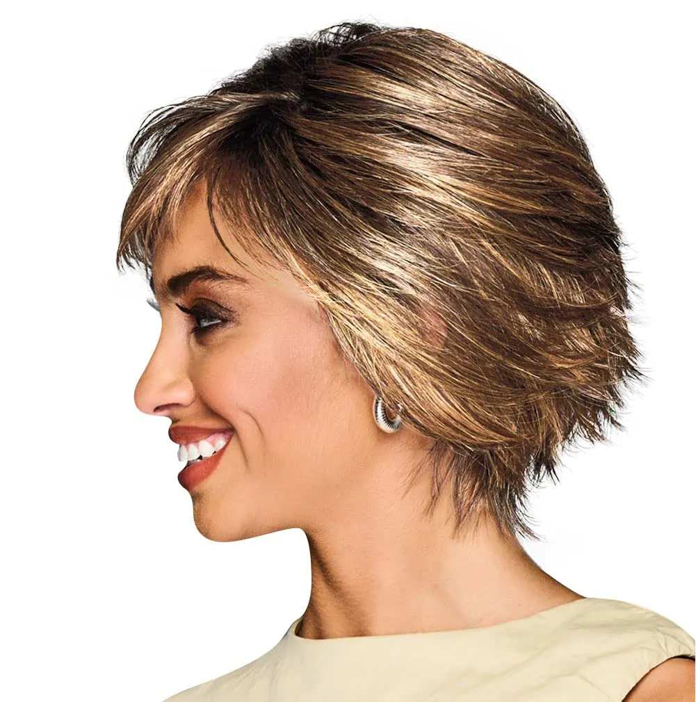MAKE A STATEMENT Layered Modern Chin-Length Bob Wig, Designer Series by Hairuwear, Average Cap Size, GF11-25SS Honey Pecan