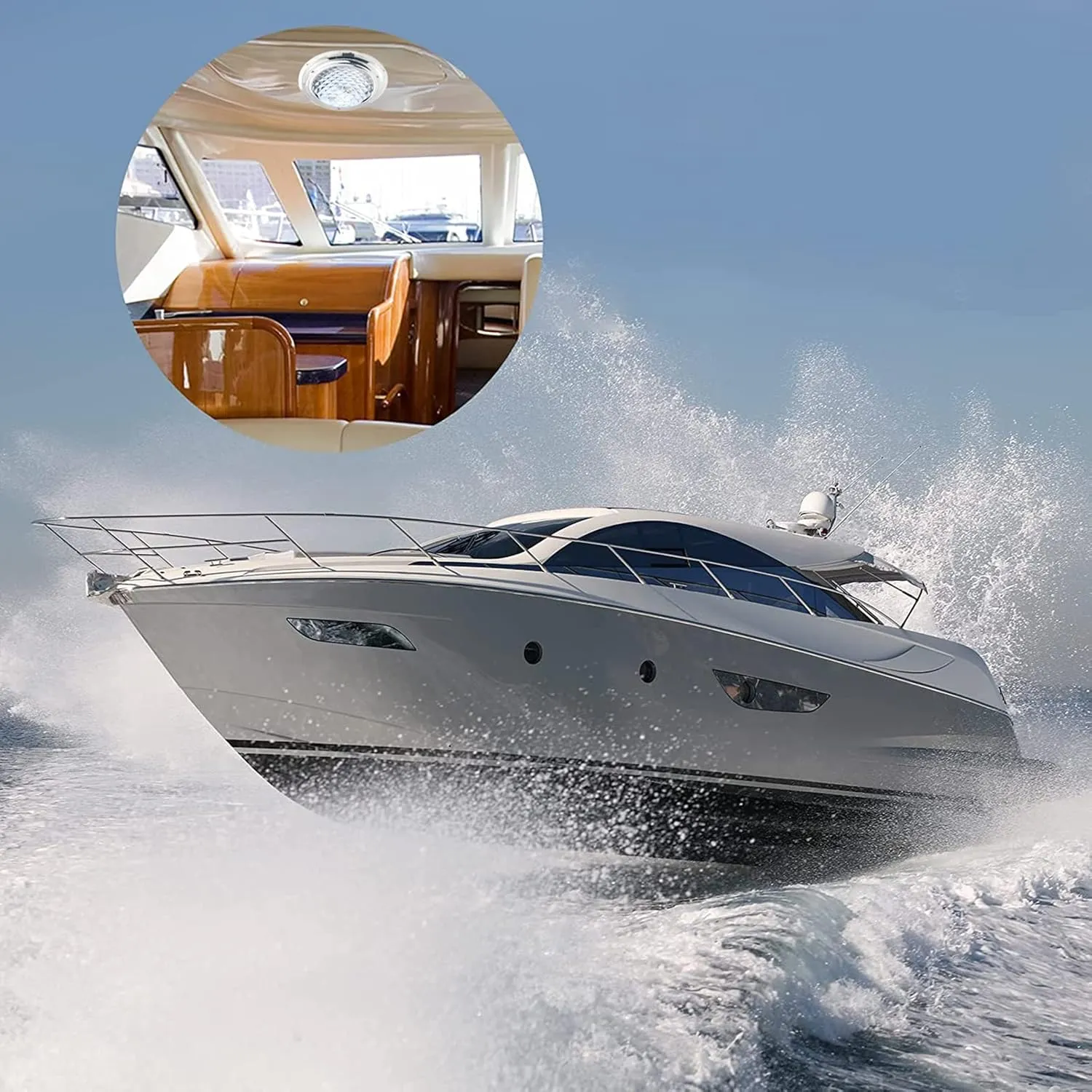 Marine Boat Dome Light LED Boat Cabin Light with Switch Stainless Steel Surface Mount 12 Volts 6.7 Inches (White)