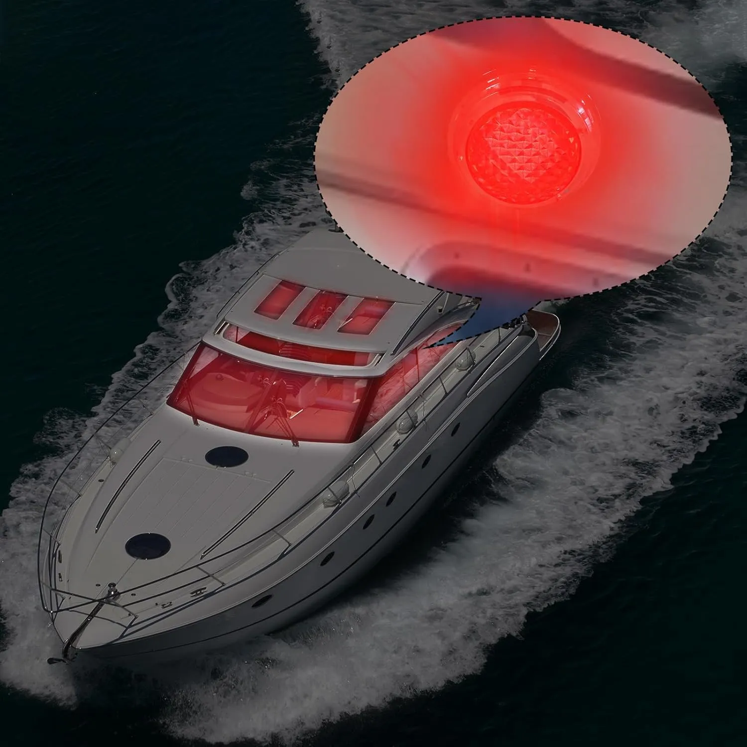 Marine Boat Dome Light LED with Switch Stainless Steel Surface Mount 12 Volts 6.7 Inches (Red and White)