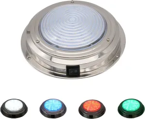 Marine Boat Dome Lights, 7 Inch RGBW LED Cabin Light with Toggle Switch, 12V Interior Lamp with Stainless Steel Surface Mount