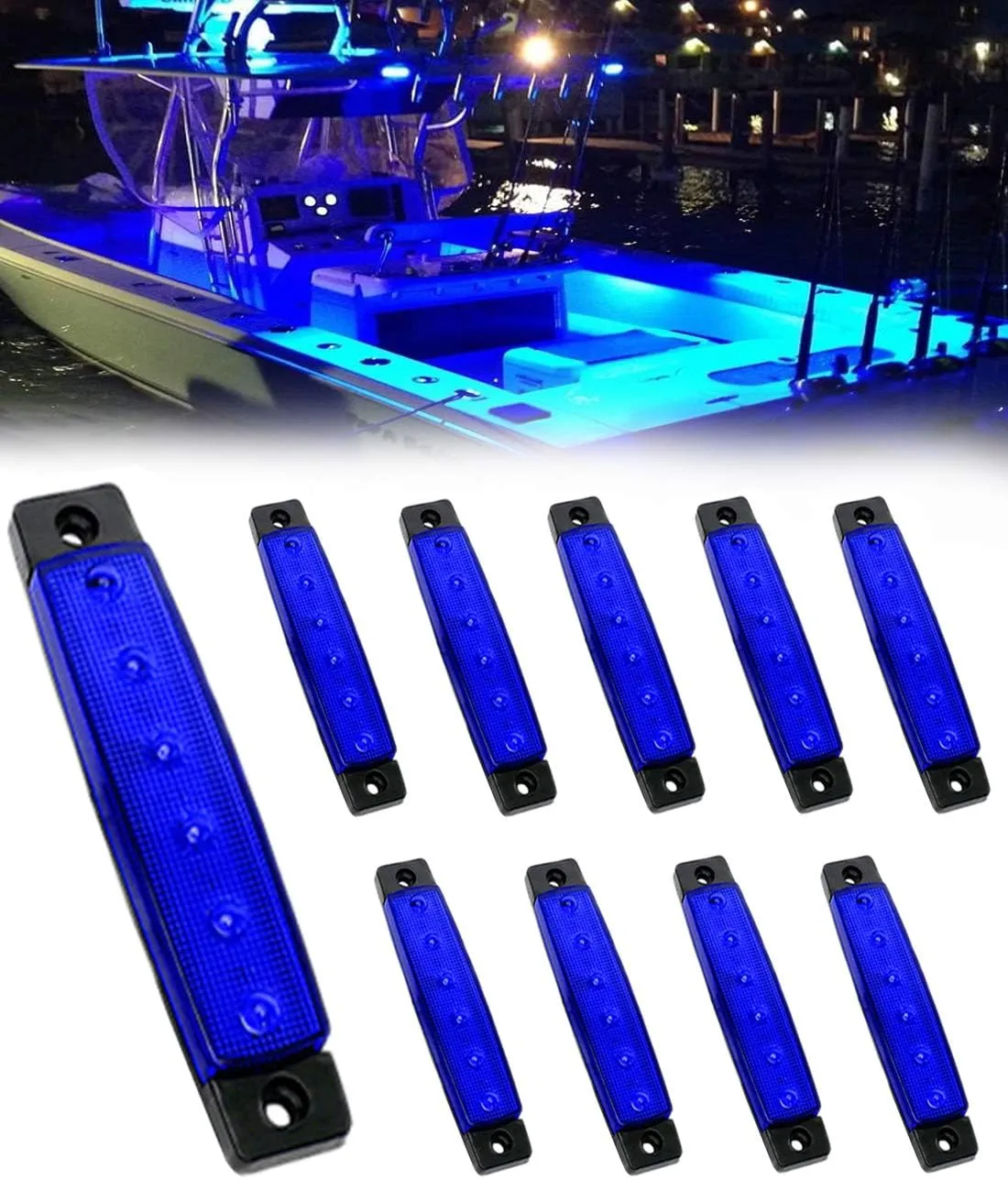Marine Boat Lights, Utility Led Interior Lights for Deck Courtesy Transom Cockpit Light, 12v Waterproof Marine Lighs for Yacht Fishing Pontoon Boat Sailboat Kayak Bass Boat, Blue, 10PCS