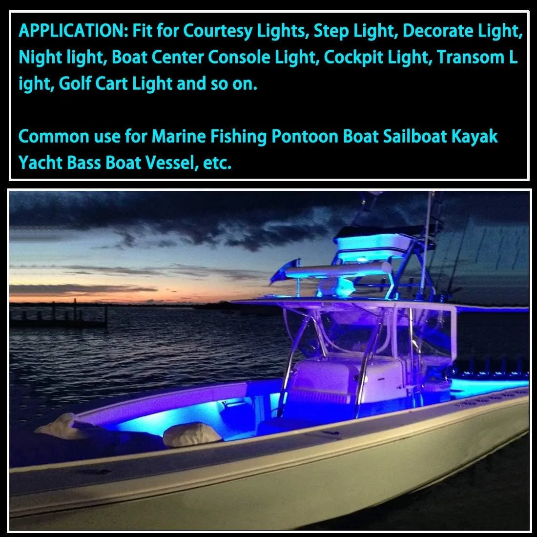 Marine Boat Lights, Utility Led Interior Lights for Deck Courtesy Transom Cockpit Light, 12v Waterproof Marine Lighs for Yacht Fishing Pontoon Boat Sailboat Kayak Bass Boat, Blue, 10PCS