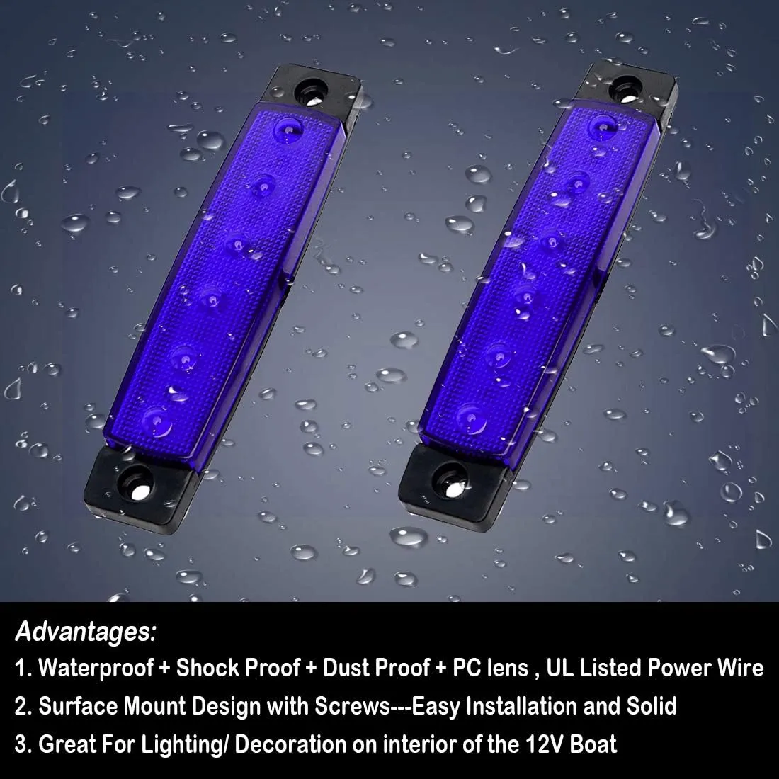 Marine Boat Lights, Utility Led Interior Lights for Deck Courtesy Transom Cockpit Light, 12v Waterproof Marine Lighs for Yacht Fishing Pontoon Boat Sailboat Kayak Bass Boat, Blue, 10PCS