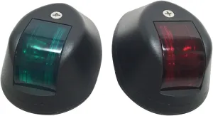 MARINE BOAT PAIR OF GREEN RED NAVIGATION SIDE LIGHT BLACK NYLON HOUSING 12V 10W