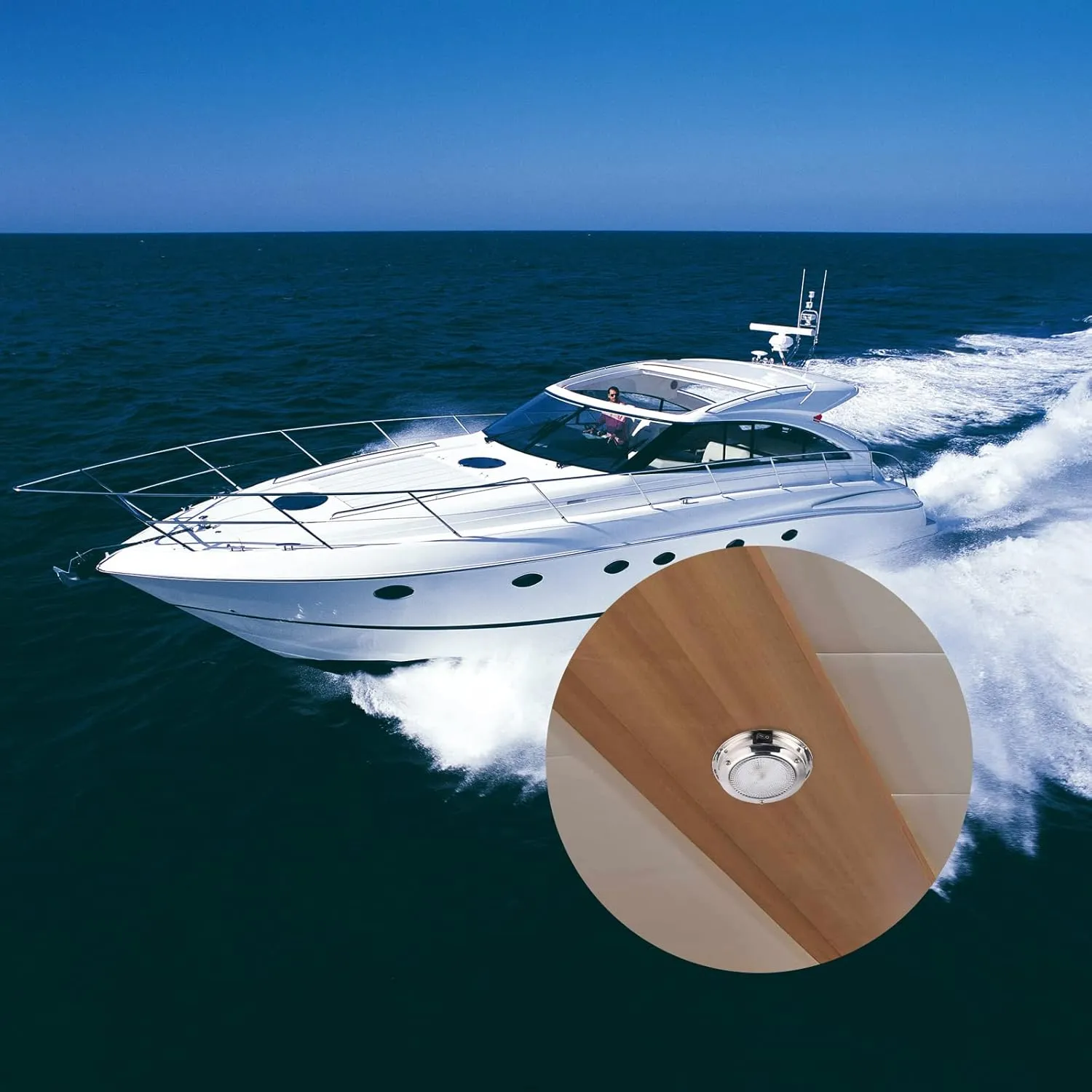 Marine Dome Light LED Boat Cabin Lights White with Switch Stainless Steel Surface Mount 12 Volts (6.0 Inches)