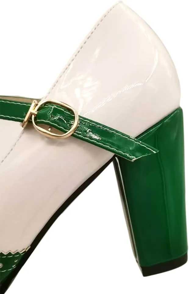 Mary Jane Heels for Women Lolita Pumps Platform Cute Comfy Bow Decor Mixed Colours JK Cosplay Strappy Shoes