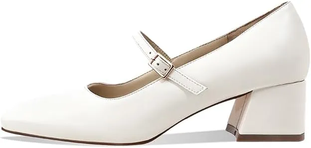 Mary Jane Heels Womens Pumps Chunky Heel Ankle Strap Dress Shoes for Women Low Heels Close Rounded Toe Comfortable Pumps for Wedding Party